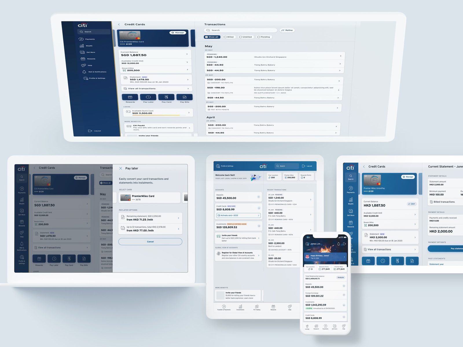 The relaunched Citi app across markets, segments and devices